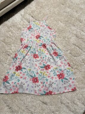 Old Navy White Floral Sundress with Pink & Teal Accents